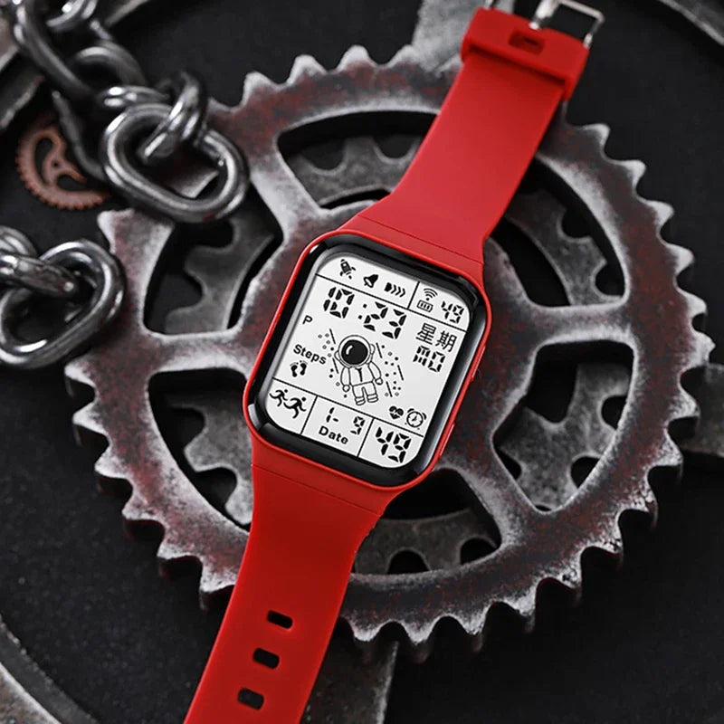 Fashion Digital Watch for Men Women Waterproof LED Sports Watches Spaceman Multifunction Clock Student Electronic Wristwatch