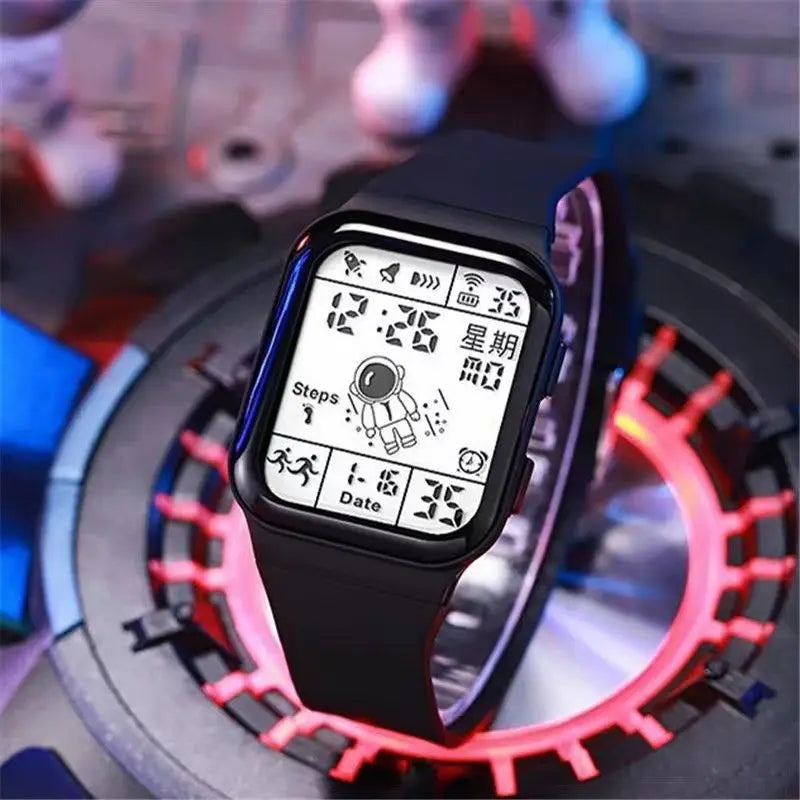 Fashion Digital Watch for Men Women Waterproof LED Sports Watches Spaceman Multifunction Clock Student Electronic Wristwatch
