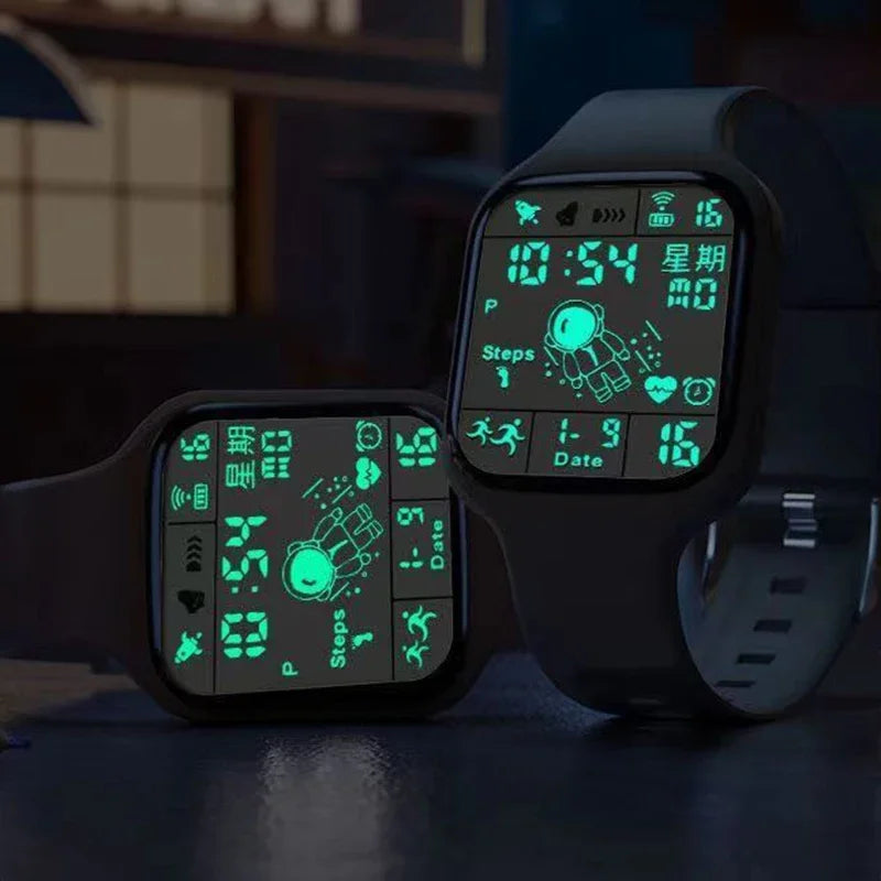 Fashion Digital Watch for Men Women Waterproof LED Sports Watches Spaceman Multifunction Clock Student Electronic Wristwatch