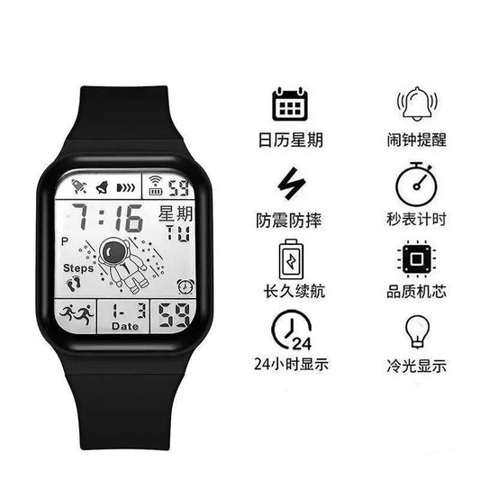 Fashion Digital Watch for Men Women Waterproof LED Sports Watches Spaceman Multifunction Clock Student Electronic Wristwatch
