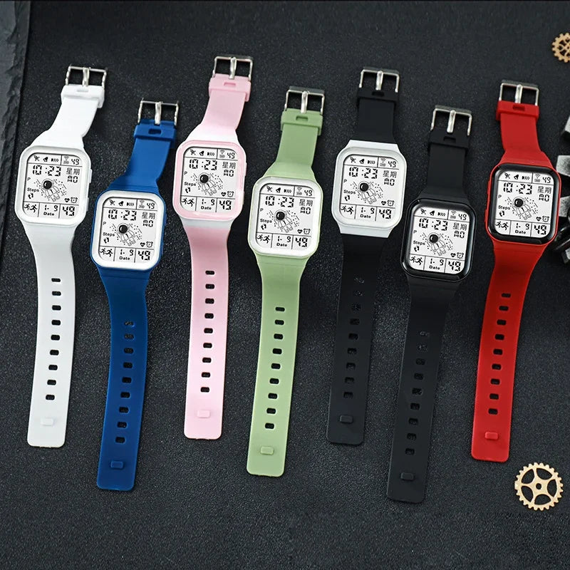 Fashion Digital Watch for Men Women Waterproof LED Sports Watches Spaceman Multifunction Clock Student Electronic Wristwatch